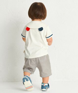 MIKI HOUSE HOT BISCUITS 【70-110cm】 くま耳 セーラーカラー半袖Tシャツ 白