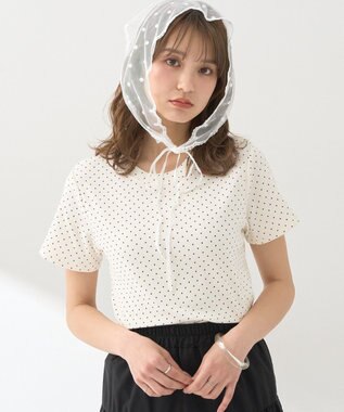 earth music&ecology ドットプリントＴシャツ Ivory