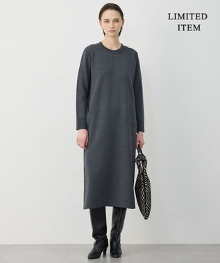 ICB 【WEB限定】 ウールブレンドダブルフェイス ニットワンピース ミディアムグレー
