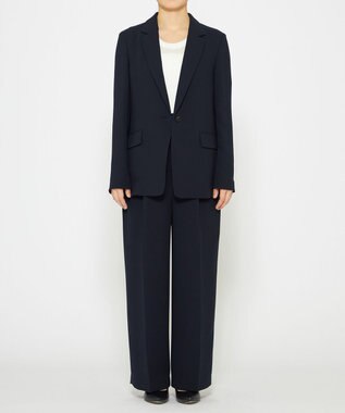 uncrave 【防シワ・洗濯機洗い可】ウォッシャブル ダブルクロス ワイドパンツ ネイビー