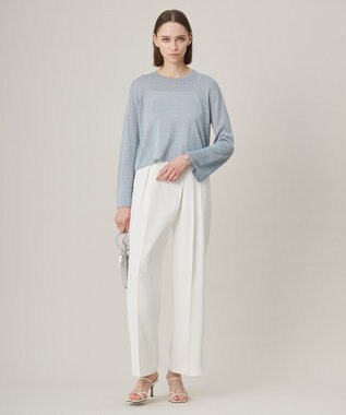 ICB 【洗える】 リネンレーヨンハイゲージ クロップドプルオーバー サックスグレー系