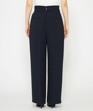 uncrave 【防シワ・洗濯機洗い可】ウォッシャブル ダブルクロス ワイドパンツ ネイビー