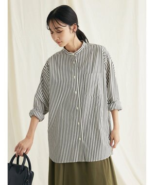CRAFT STANDARD BOUTIQUE バンドカラーシャツ Stripe Gray