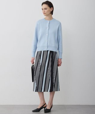 ICB 【先行予約】ランダムストライププリント ストレートスカート ブラック×オフホワイト×サックス