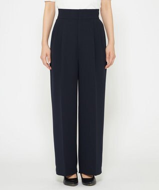 uncrave 【防シワ・洗濯機洗い可】ウォッシャブル ダブルクロス ワイドパンツ ネイビー