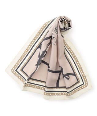 TOCCA 【岡崎紗絵さん着用】RIBBON&HIGHHEEL SILK SCARF シルクスカーフ ベージュ系