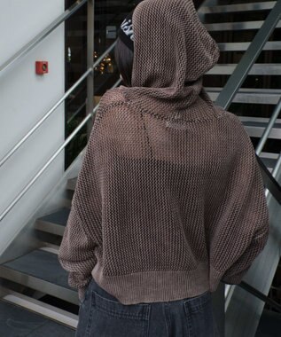 WEGO ヴィンテージウォッシュメッシュパーカー ブラウン