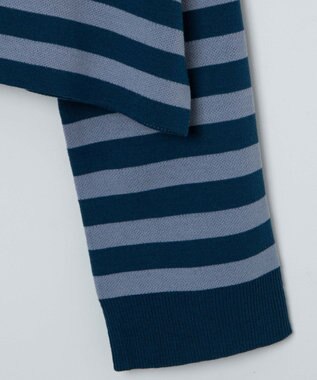 WEGO ボーダーニットポロ ブルーボーダー