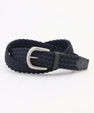 JOSEPH ABBOUD 【イタリア素材・ストレッチ・日本製】メランジグリッドストレッチ ベルト ダルブルー系