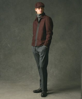 JOSEPH ABBOUD 【イタリア素材/軽量/ストレッチ】ワイドチョークストライプ  ブルゾン ダークブラウン系2