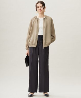 自由区 【カタログ掲載・接触冷感・UVケア・洗える】フルダルスパンマイクロピーチワイドストレート パンツ セピア