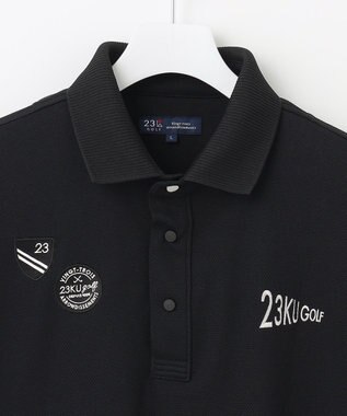 23区GOLF 【キングサイズ】ハニカムカノコ 半袖ポロシャツ ブラック系