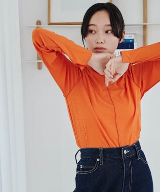 WEGO ソフトタッチカラーリブロンT オレンジ