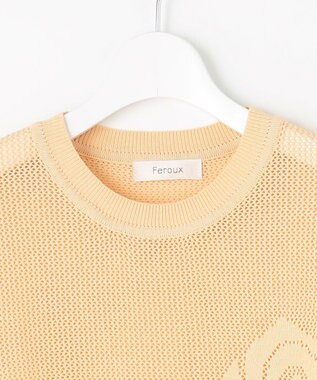 Feroux 【洗える】透かし編みニットトップス アイボリー系