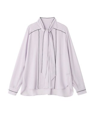 YECCA VECCA 配色ラインボウタイブラウス Lavender