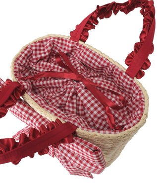 Maison de FLEUR リボンメイズフリルハンドルカゴバッグ Red