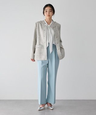 YECCA VECCA 配色ラインボウタイブラウス Off White