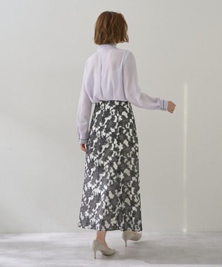 YECCA VECCA 配色ラインボウタイブラウス Lavender