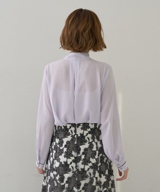 YECCA VECCA 配色ラインボウタイブラウス Lavender