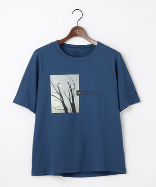 JOSEPH ABBOUD MOUNTAIN 【秋カラー/JAPANファブリック/吸水速乾】プレーティング天竺  アウトドアフォト Tシャツ ネイビー系