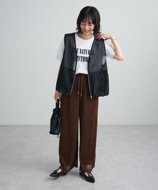 Green Parks カットプリーツレースパンツ Brown