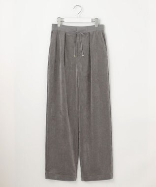 自由区 【洗える】ソフトコーデュロイワイド パンツ グレー
