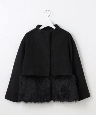 Feroux ウール混 ショートコート ブラック系