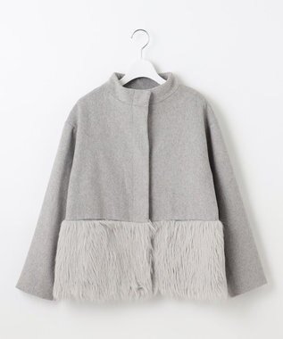 Feroux ウール混 ショートコート ライトグレー系
