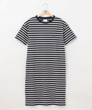 SHARE PARK LADIES 【UVカット】ボーダーロゴ半袖カットワンピース ホワイト系1