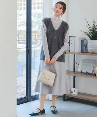 Tiaclasse 【洗える】フェザーニットベスト チャコールグレー