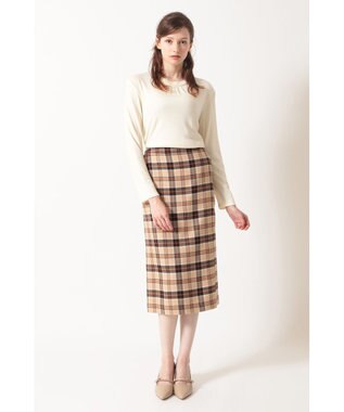 DAKS タータンチェック タイトスカート ベージュ