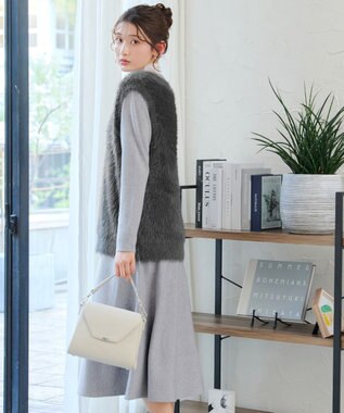 Tiaclasse 【洗える】フェザーニットベスト チャコールグレー