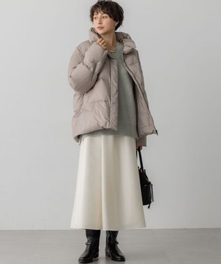 23区 L 【Oggi掲載】シレータフタ ハイネック ショート ダウンコート グレージュ系