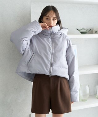 earth music&ecology 2wayパファー ショートブルゾン ブルーグレー