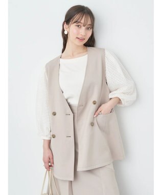 earth music&ecology ノーカラージレ Beige