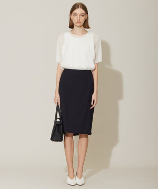 ICB 【接触冷感・速乾・防シワ・洗える】 レーヨンライクトロ タイトスカート ネイビー系