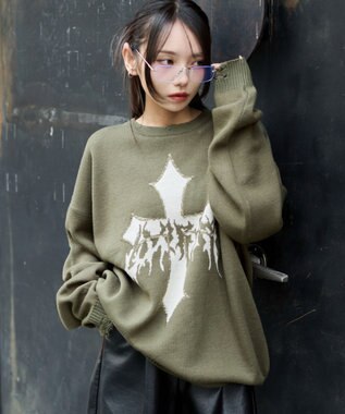 WEGO ダメージジャガードプルオーバー カーキ