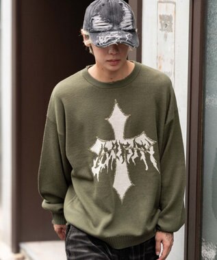 WEGO ダメージジャガードプルオーバー カーキ