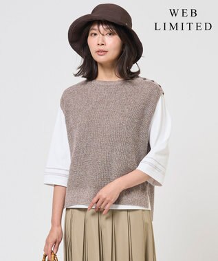 J.PRESS LADIES L 【WEB限定カラーあり】LINEN COTTON ニット ベスト 【WEB限定】モカ系