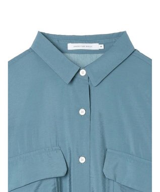 AMERICAN HOLIC 接触冷感Ｗポケット袖タックシャツチュニック Sax