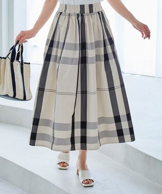 Tiaclasse 【洗える】メモリータフタチェックスカート オフホワイト