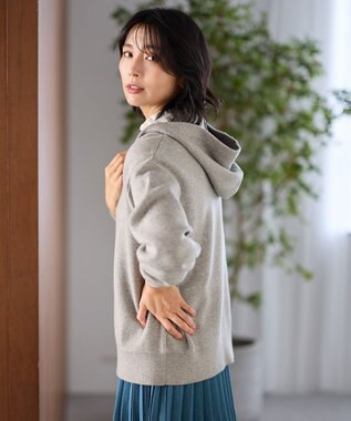 ANY L ハーフジップニットフーディー ライトグレー