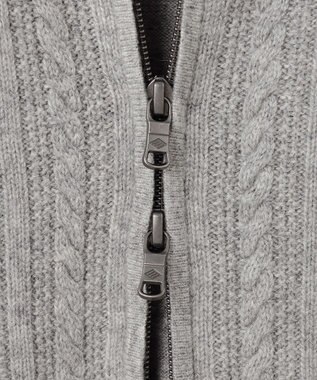 JOSEPH ABBOUD 【洗える・カシミヤブレンド】カシミヤブレンド ハイネック ジップ  カーディガン ライトグレー系