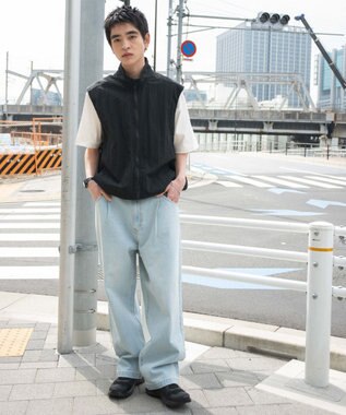 WEGO 【ユニセックス着用ITEM/SMLサイズ展開】ルーズテーパードデニムパンツ デニム淡色