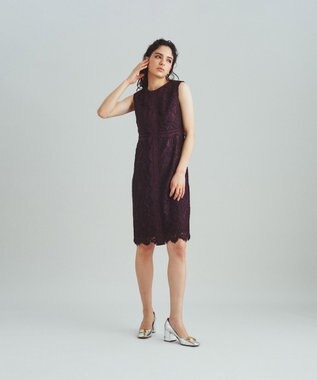 GRACE CONTINENTAL レースタイトドレス ブラウン