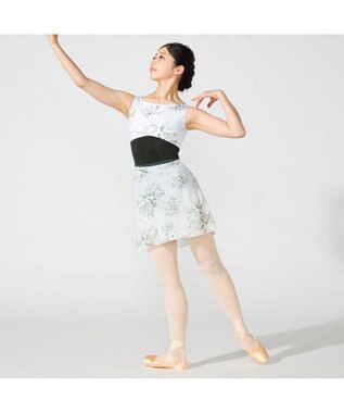 Chacott ノースリーブレオタード グリーンプリント