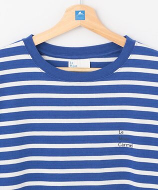 SHARE PARK LADIES 【UVカット】ボーダーロゴ半袖カットワンピース ブルー系1