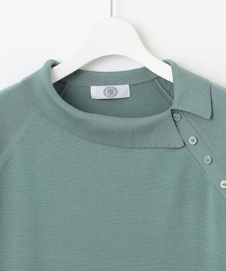 J.PRESS LADIES L 【洗える】COTTON POLYESTER 襟付き ニット ミストグリーン系