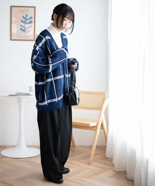 WEGO ルーズフィット総柄カーディガン 柄2