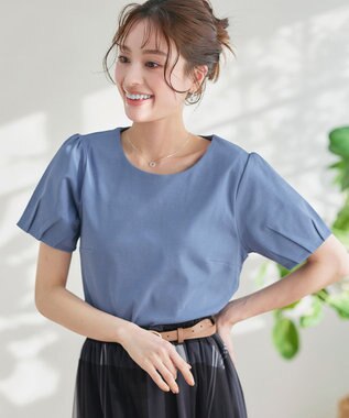  【UVケア・接触冷感】“あまラク” タックパフスリーブカットソートップス